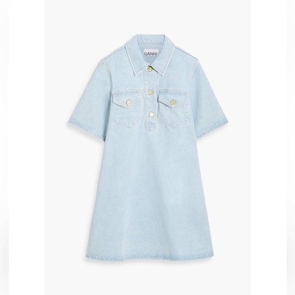 NWT Ganni Light Blue Denim Shirt dress - Picture 6 of 6